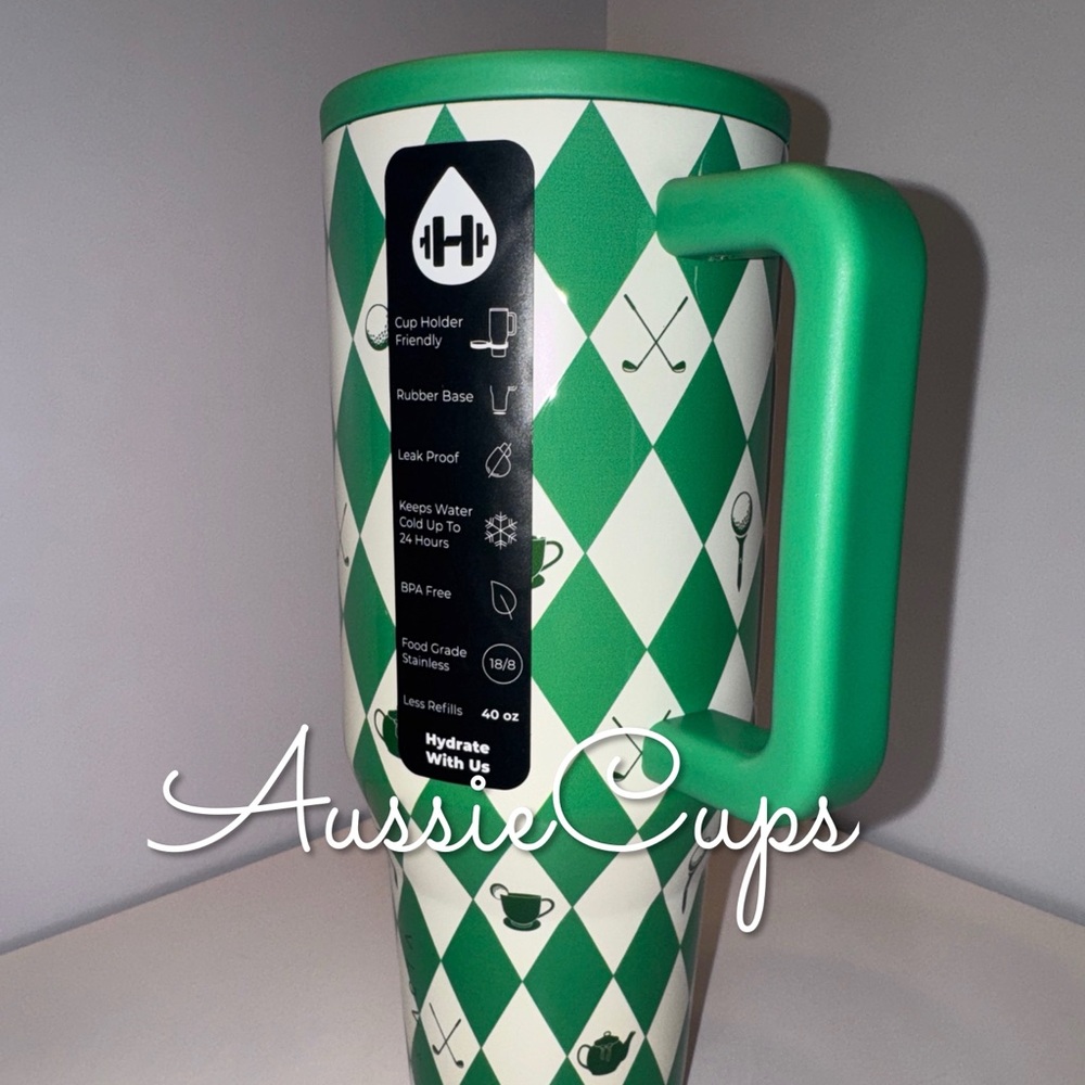 HydroJug x ACTA Argyle Style Golf, Tee Time Tumbler 40 oz Traveler, small flaw